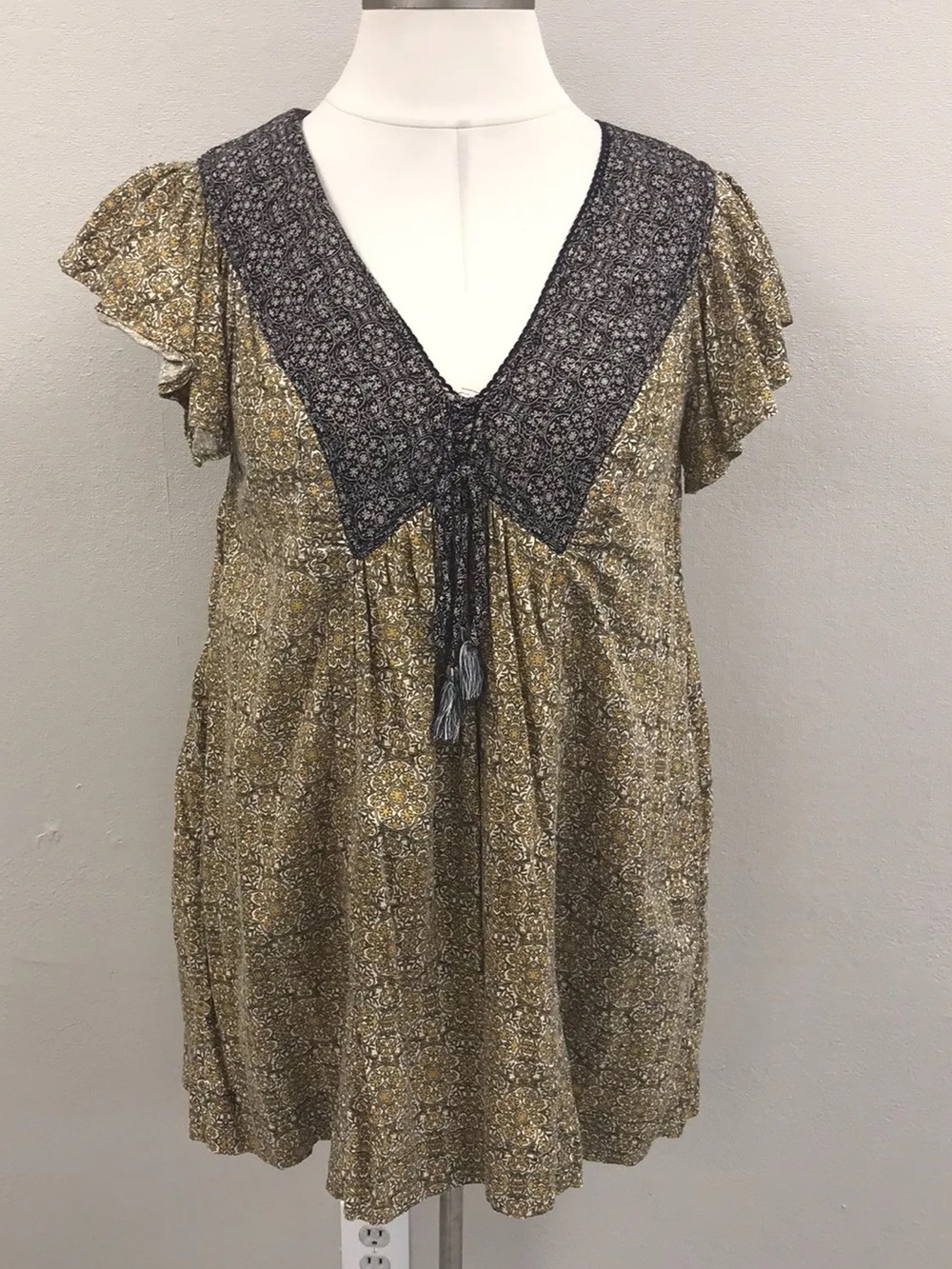 Anthropologie Yellow And Blue Astrid Tunic Dress - Size Large Petite